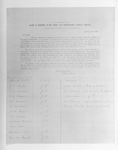 Petition an die Direktoren der London and North-Western Railway Company im Namen eines Mitarbeiters, der wegen Sehschwäche entlassen wurde, 1861 von English School
