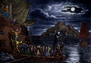 Piraten entern ein spanisches Schiff, Westindien, Illustration aus 