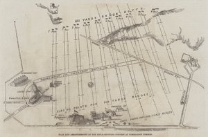 Plan und Anordnungen des Gewehrschießwettbewerbs auf Wimbledon Common (Gravur) von English School