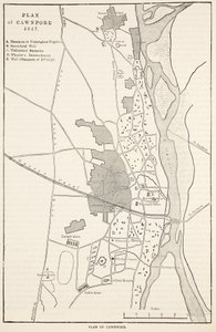 Plan von Cawnpore 1857, aus Cassells Illustrierter Geschichte Englands