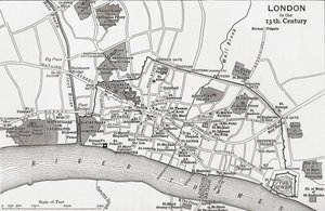 Plan von London im 13. Jahrhundert, aus 