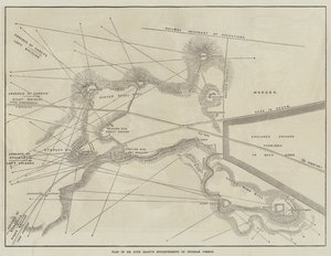 Plan der Verschanzungen von Sir Hope Grant auf dem Chobham Common (Gravur) von English School