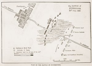 Plan der Schlacht von Futtehpore, 12. Juli 1857, aus Cassells Illustrierter Geschichte Englands