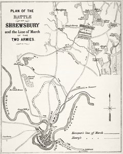 Plan der Schlacht von Shrewsbury, 21. Juli 1403, aus 