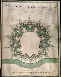 Plan der Zitadelle von Kalkutta und Fort William, dem befestigten Lagerhaus der East India Company