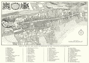 Plan der Stadt und Burg von Edinburgh im Jahr 1742 von English School