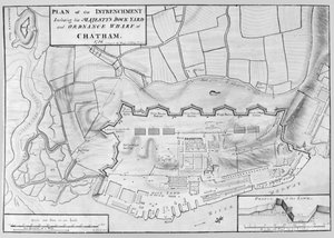 Plan der Verschanzung des Königlichen Dockyards und des Ordnance Wharfs in Chatham von English School