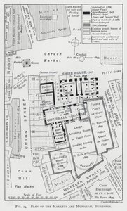 Plan der Märkte und kommunalen Gebäude (Gravur) von English School