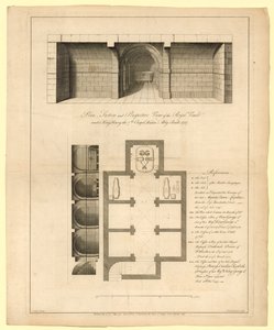 Plan der königlichen Gruft unter der Kapelle von König Heinrich VII., Westminster Abbey, erbaut 1737 von English School