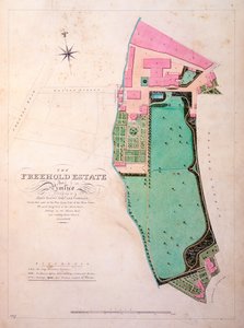 Plan des Stag-Brauerei-Geländes und -Anwesens, Originalmanuskriptzeichnung aus den Büros von George Saunders, ca. 1807