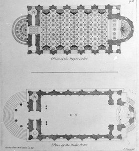 Plan der oberen und unteren Ordnungen von St. Marys Le Strand, Westminster, 1720 von English School