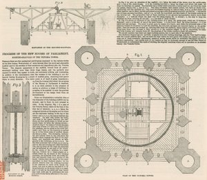 Plan des Victoria-Turms, Palace of Westminster, London von English School