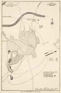 Plan des Angriffs auf Sholapore, Illustration aus Cassells Illustrierter Geschichte Indiens von James Grant, veröffentlicht 1879