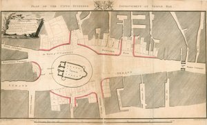 Plan der geplanten Verbesserung der Stadt bei Temple Bar, London von English School