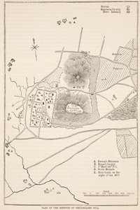 Plan der Verteidigung des Seetabuldee-Hügels, Illustration aus Cassells Illustrierter Geschichte Indiens von James Grant, veröffentlicht 1879