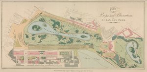 Plan der vorgeschlagenen Änderungen im St Jamess Park, London von English School