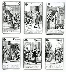 Spielkarten, die Ereignisse der Spanischen Armada darstellen, 1699