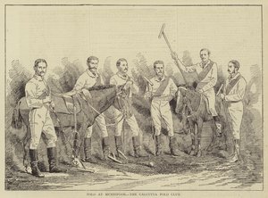 Polo in Munnipoor, der Calcutta Polo Club (Gravur) von English School
