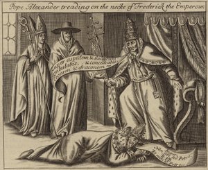 Papst Alexander tritt auf den Nacken von Kaiser Friedrich
