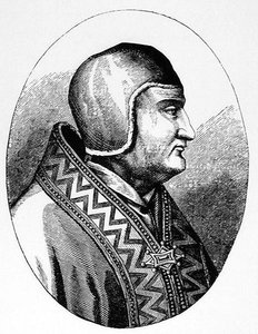 Papst Clemens IV. (um 1195-1268) Illustration aus Wissenschaft und Literatur im Mittelalter und der Renaissance, geschrieben und graviert von Paul Lacroix, 1878 von English School