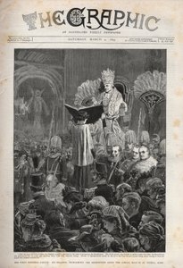 Papst Leo XIII. (Leon XIII) Das bischöfliche Jubiläum des Papstes, Seine Heiligkeit spricht den Segen nach der Jubiläumsmesse in St. Peter, Rom - Illustration für The Graphic, 4. März 1893. von English School