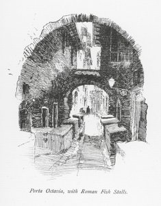 Porta Octavia, mit römischen Fischständen