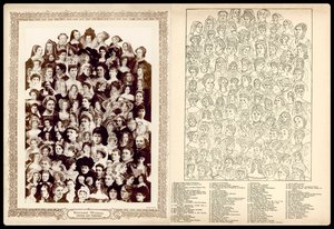 Porträtmontage, um 1910: Bedeutende Frauen, literarisch und historisch (Lithographie) von English School