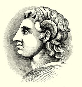 Porträt von Alexander dem Großen, von einer Münze in der Bodleian Library, Oxford (Gravur) von English School