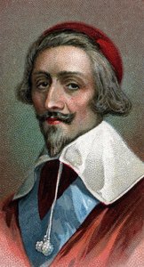 Porträt von Kardinal Richelieu (Armand Jean du Plessis, Kardinal de Richelieu) (1585-1642), französischer Kleriker, Adliger und Staatsmann - Aus der Serie „Leaders of Men“ - Chromolithographie - Englische Schule, 20. Jahrhundert -