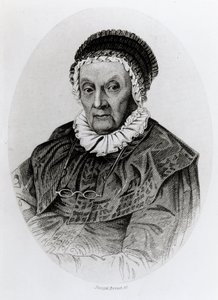 Porträt von Caroline Herschel (1750-1848) im Alter von 92 Jahren, graviert von Joseph Brown von English School