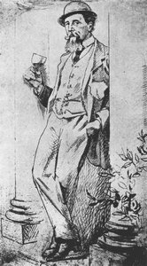 Porträt von Charles Dickens (1812-70), aus Drinking with Dickens geschrieben von Cedric Charles Dickens von English School