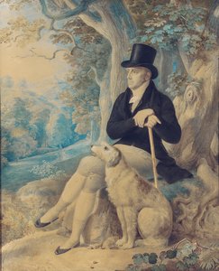 Porträt von Charles Lee, Rektor von Wootton, ganzfigurig, mit einem Hund, im Wootton Park, Oxfordshire, 1861 von English School