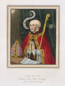 Porträt von John Alcock (ca. 1430-1500), Gründer des Jesus College, Cambridge, aus The History of Cambridge, veröffentlicht von R. Ackermann, 1815 von English School