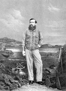 Porträt von John Speke (1827-64) vor dem Viktoriasee, Frontispiz zu Journal of the Discovery of the Source of the Nile, veröffentlicht 1863 von English School