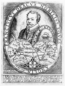 Porträt von Sir Francis Drake (ca. 1540-96) im Alter von 43 Jahren, graviert von Jodocus Hondius (1567-1611) von English School