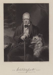 Porträt von Sir Walter Scott, mit Hund von English School