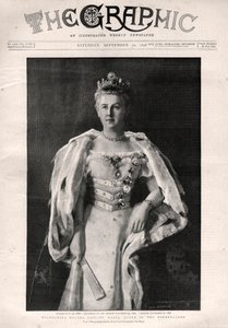 Porträt von Wilhelmina der Niederlande (1880-1962), Königin der Niederlande - Titelseite der Zeitung „The Graphic“ von English School