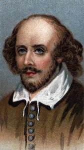 Porträt von William Shakespeare, englischer Dramatiker - Aus der Serie „Leaders of Men“ - Chromolithographie - Englische Schule, 20. Jahrhundert