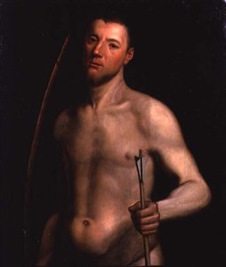 Porträt eines Mannes als St. Sebastian, ca. 1554-60 von English School