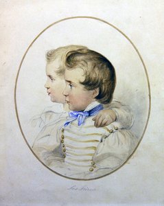 Porträt von zwei Brüdern in Militäruniform, ca. 1840 von English School