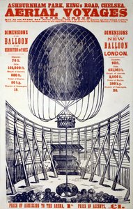 Poster zur Förderung von "Luftreisen über London", veröffentlicht 1867 (Farblithographie)