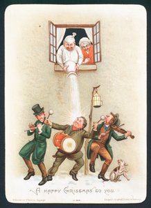 Wasser auf Feiernde gießen, Weihnachtskarte von English School