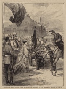 Übergabe neuer Farben an das 106. Regiment in Parkhurst durch Ihre Königliche Hoheit die Kaiserliche Prinzessin von Deutschland von English School
