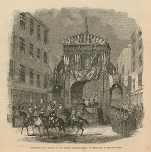 Überreichung eines Blumenstraußes an die Prinzessin Friedrich Wilhelm am Temple Bar von English School