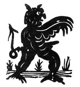 Priapischer Dämon. Illustration aus einem frühen Flugblattballade des 17. Jahrhunderts 