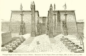Hauptfassade des Tempels von Luxor (Theben) (Restaurierung von Ch. Chipiez) von English School