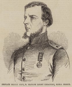 Private Henry Fido, Royal Marine Light Infantry, HMS Hogue (Gravur) von English School