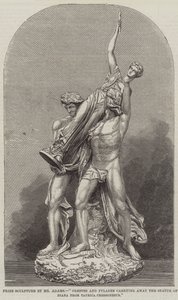 Preisskulptur von Mr. Adams, "Orestes und Pylades tragen die Statue der Diana aus Taurica Chersonesus weg" von English School