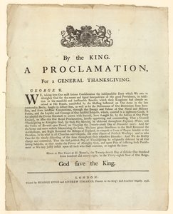 Proklamation für einen allgemeinen Dankgottesdienst, 1798 von English School