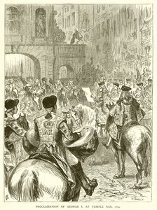 Proklamation von Georg I. am Temple Bar, 1714 von English School